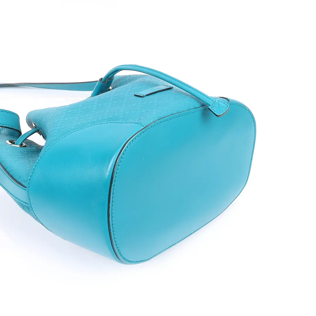Gucci Bright Diamante Blue Leather Bucket Bag