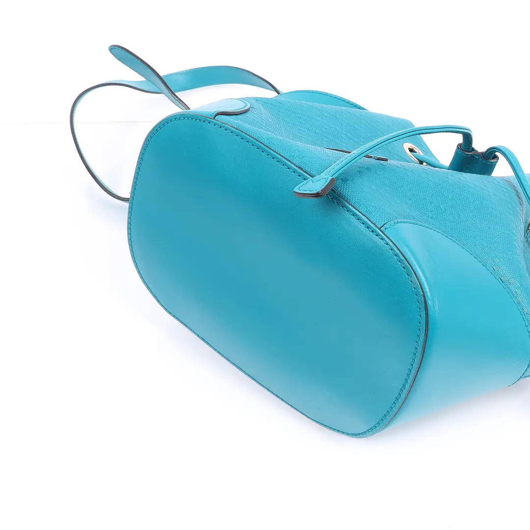 Gucci Bright Diamante Blue Leather Bucket Bag
