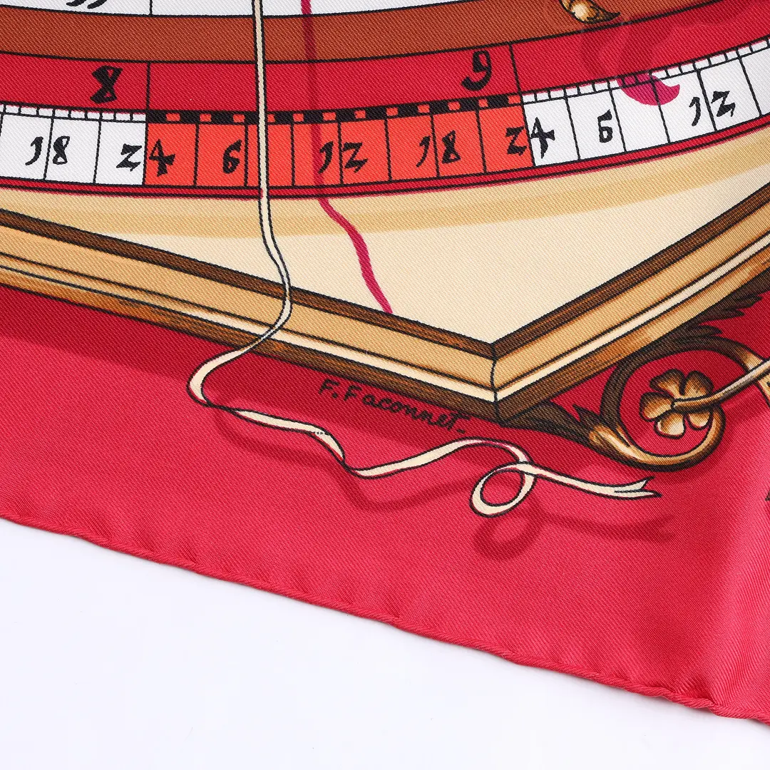 Hermes Dies et Hore Red Silk Scarf