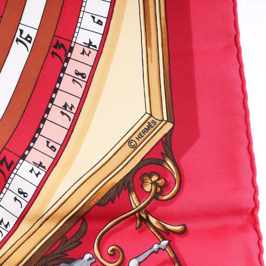Hermes Dies et Hore Red Silk Scarf