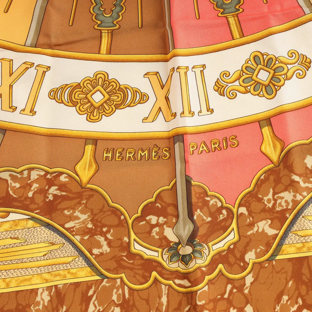Hermes Carpe Diem Orange Silk Scarf