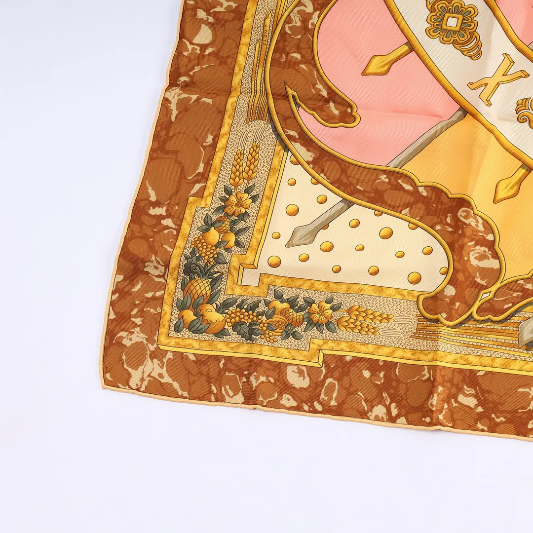 Hermes Carpe Diem Orange Silk Scarf