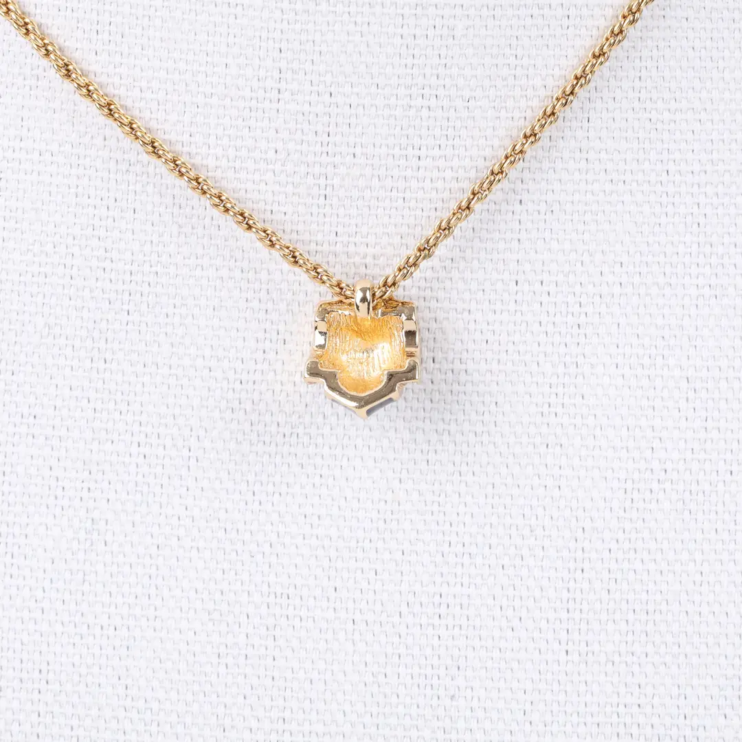 Christian Dior Vintage Gold Enamel Pendant Necklace