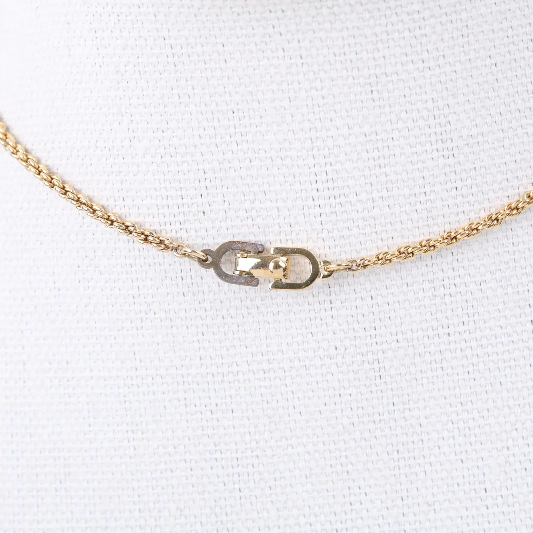 Christian Dior Vintage Gold Enamel Pendant Necklace