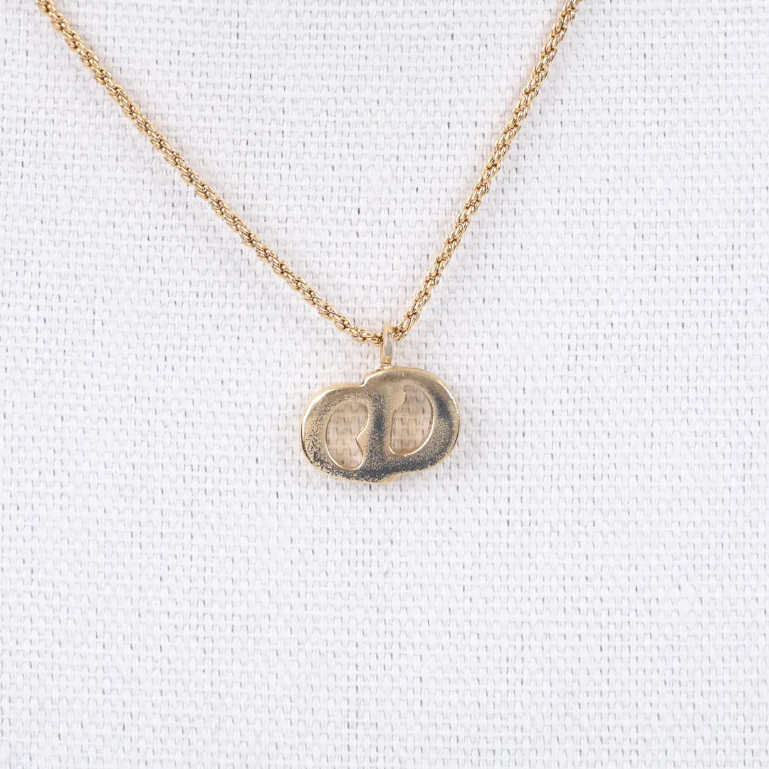 Christian Dior Vintage CD Logo Gold Gold Plated Necklace