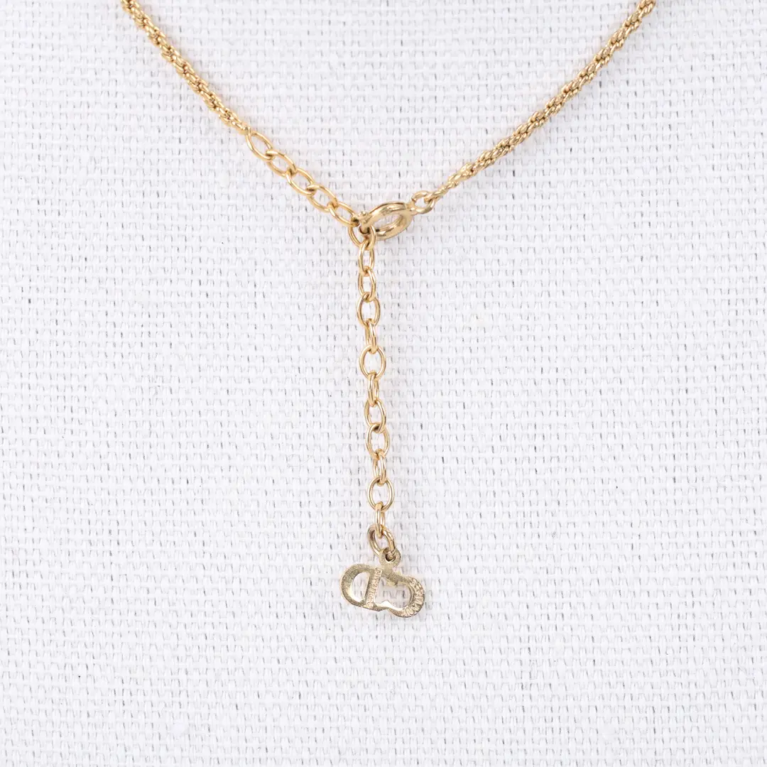 Christian Dior Vintage CD Logo Gold Gold Plated Necklace
