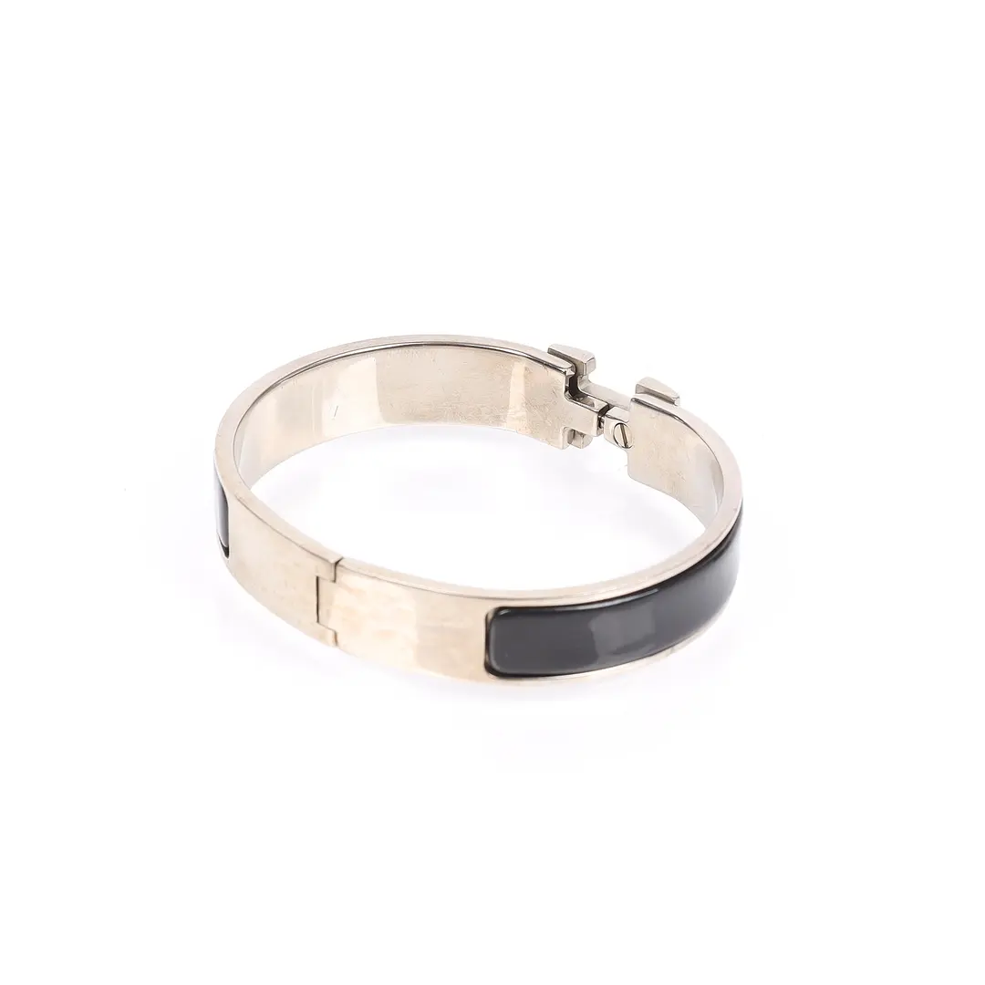 Hermes Clic H Black Enamel Bracelet
