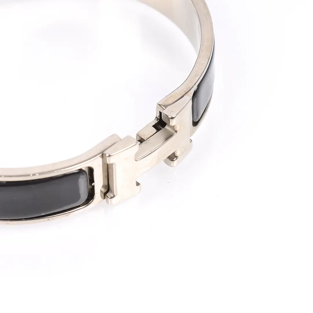 Hermes Clic H Black Enamel Bracelet
