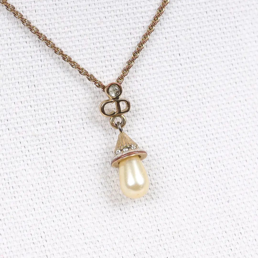 Christian Dior CD Logo Gold Gold Plated Necklace