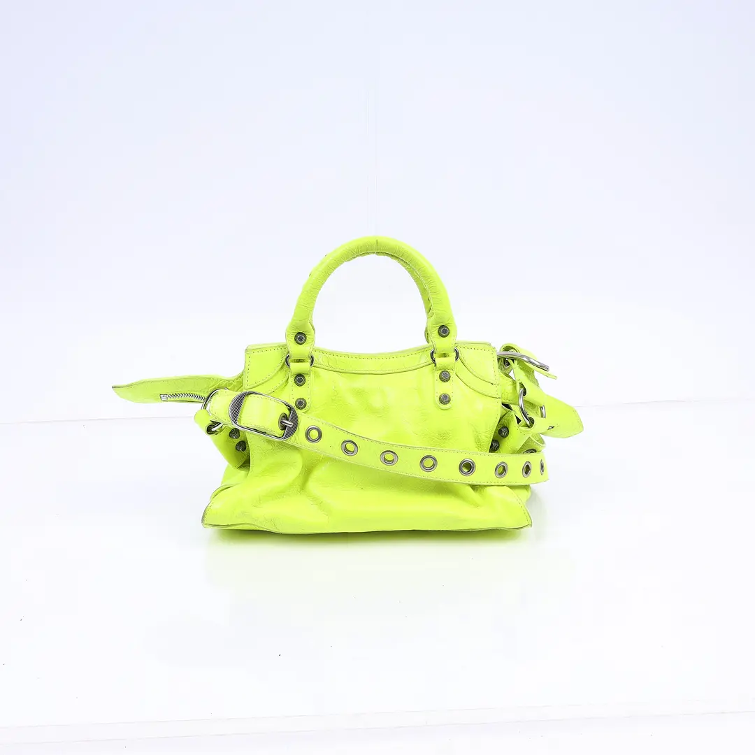 Balenciaga Neo Cagole XS Yellow Arena Leather Shoulder Bag