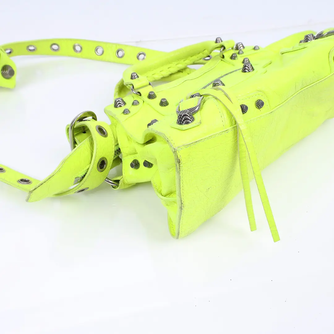 Balenciaga Neo Cagole XS Yellow Arena Leather Shoulder Bag