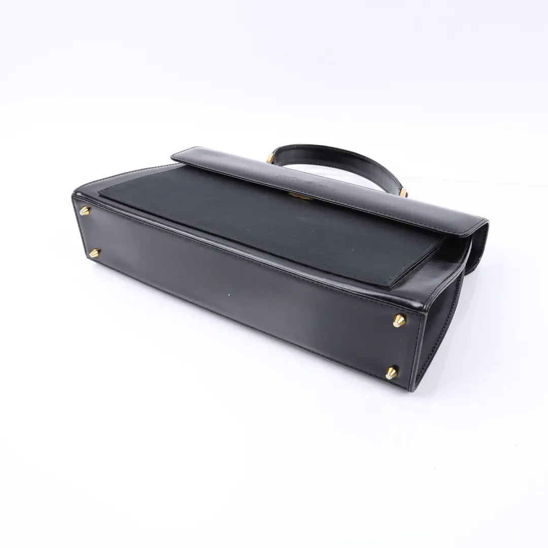 Yves Saint Laurent Vintage Black Leather Top Handle Bag