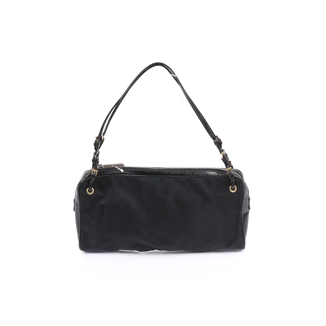 Prada Tessuto Black Nylon Leather Shoulder Bag