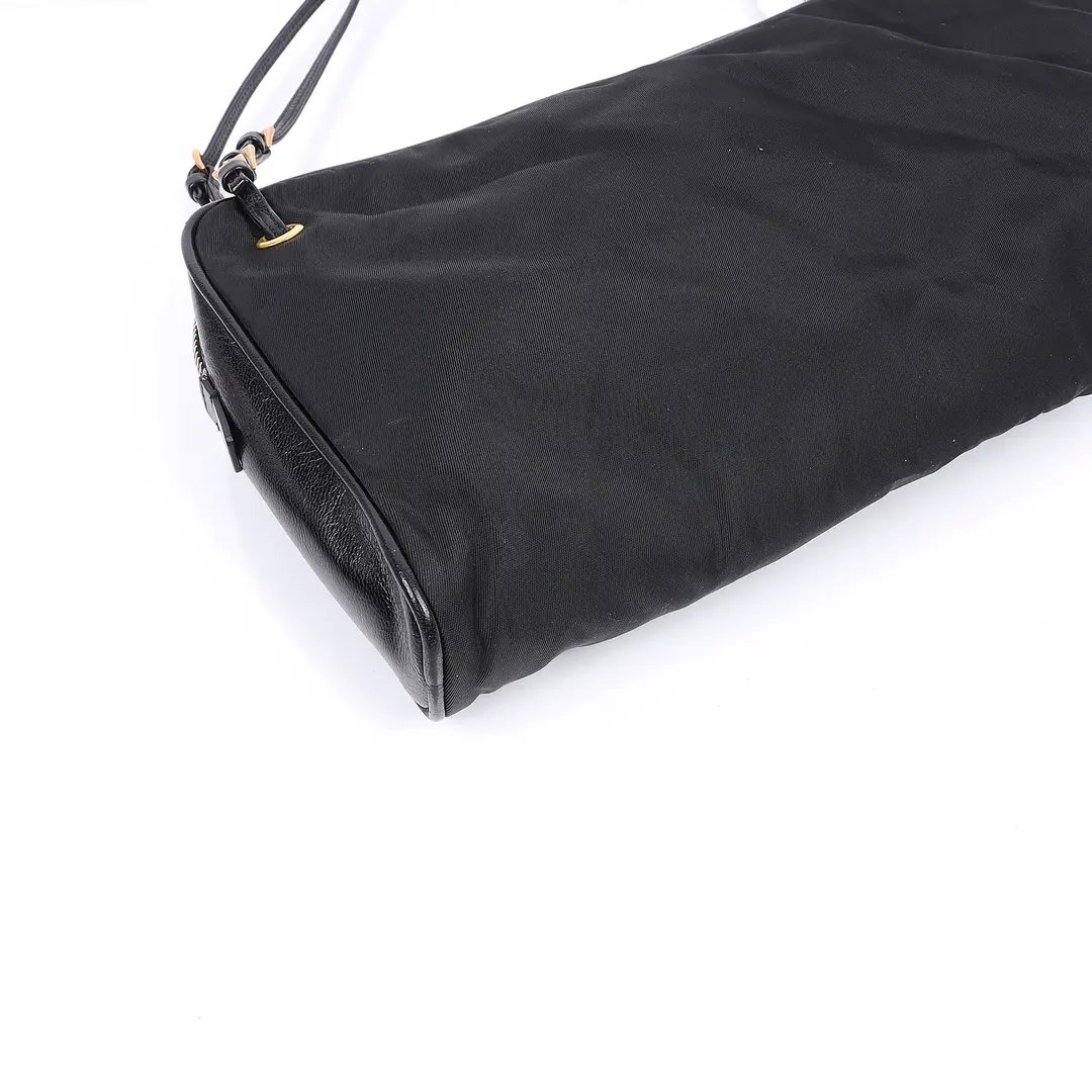 Prada Tessuto Black Nylon Leather Shoulder Bag
