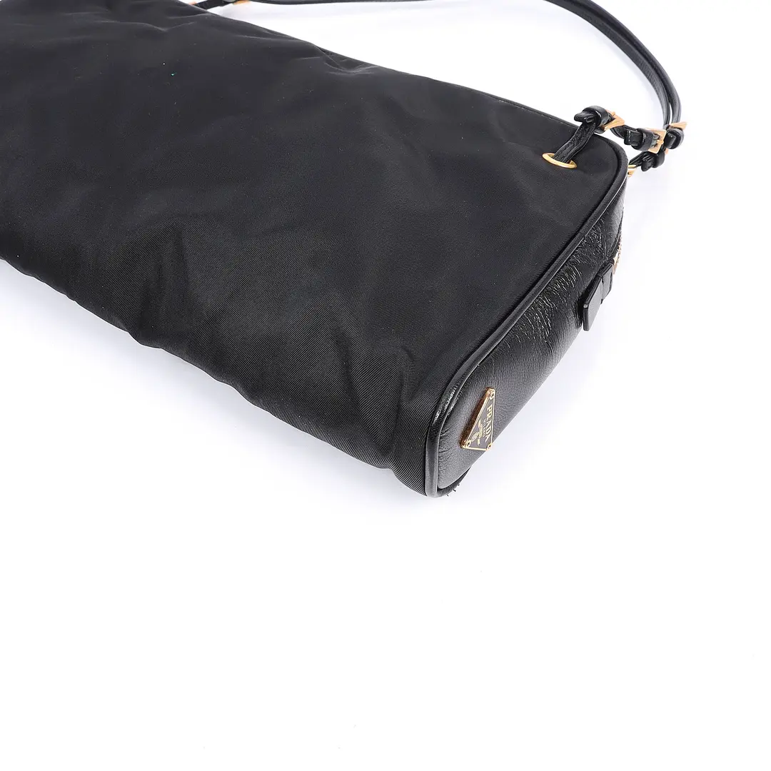 Prada Tessuto Black Nylon Leather Shoulder Bag