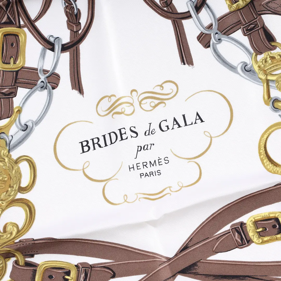 Hermes Brides de Gala Brown Silk Scarf