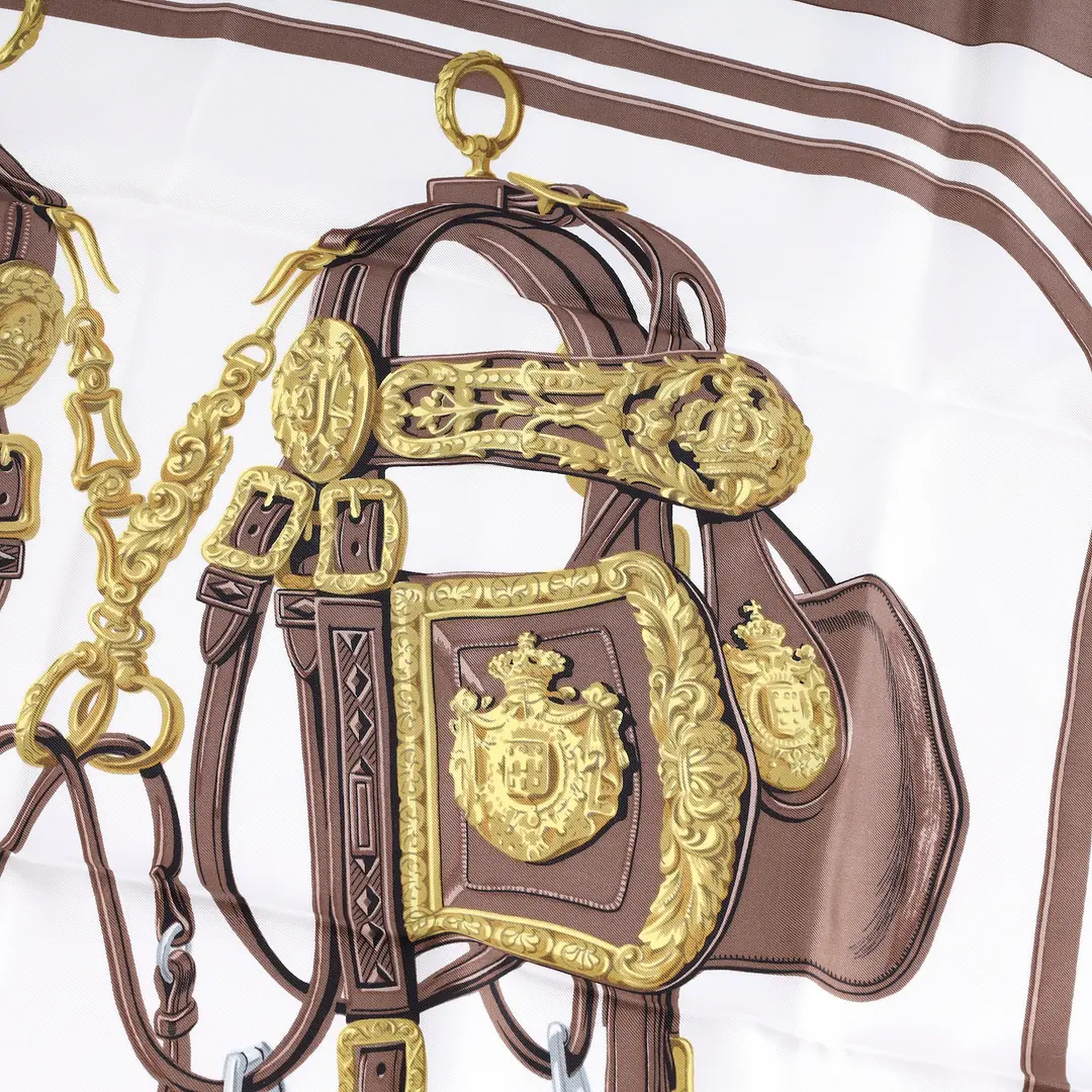 Hermes Brides de Gala Brown Silk Scarf
