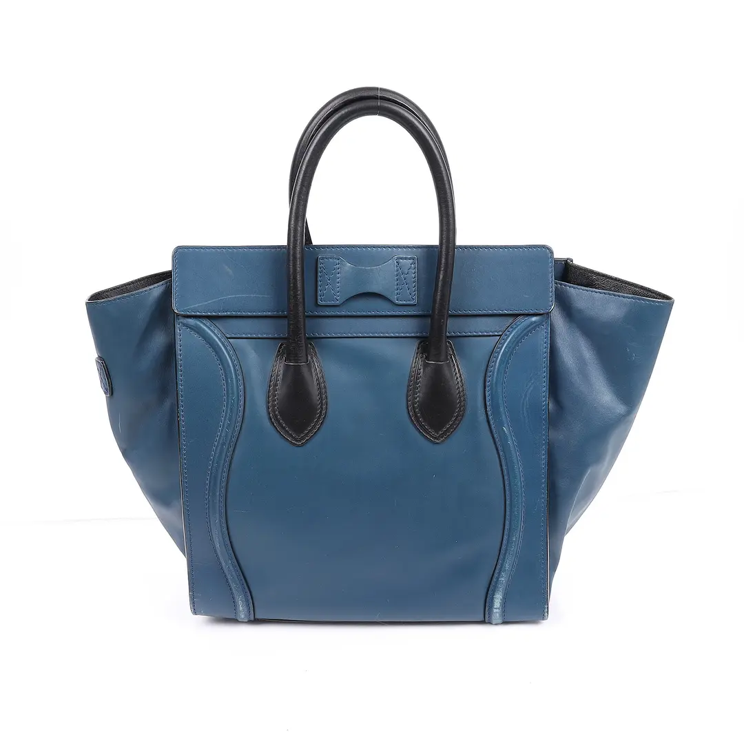 Celine Mini Luggage Blue Leather Tote Bag