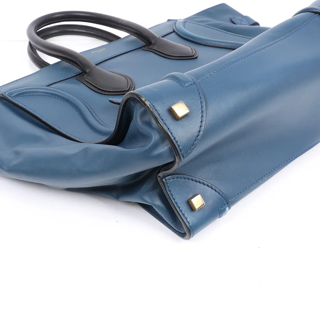 Celine Mini Luggage Blue Leather Tote Bag