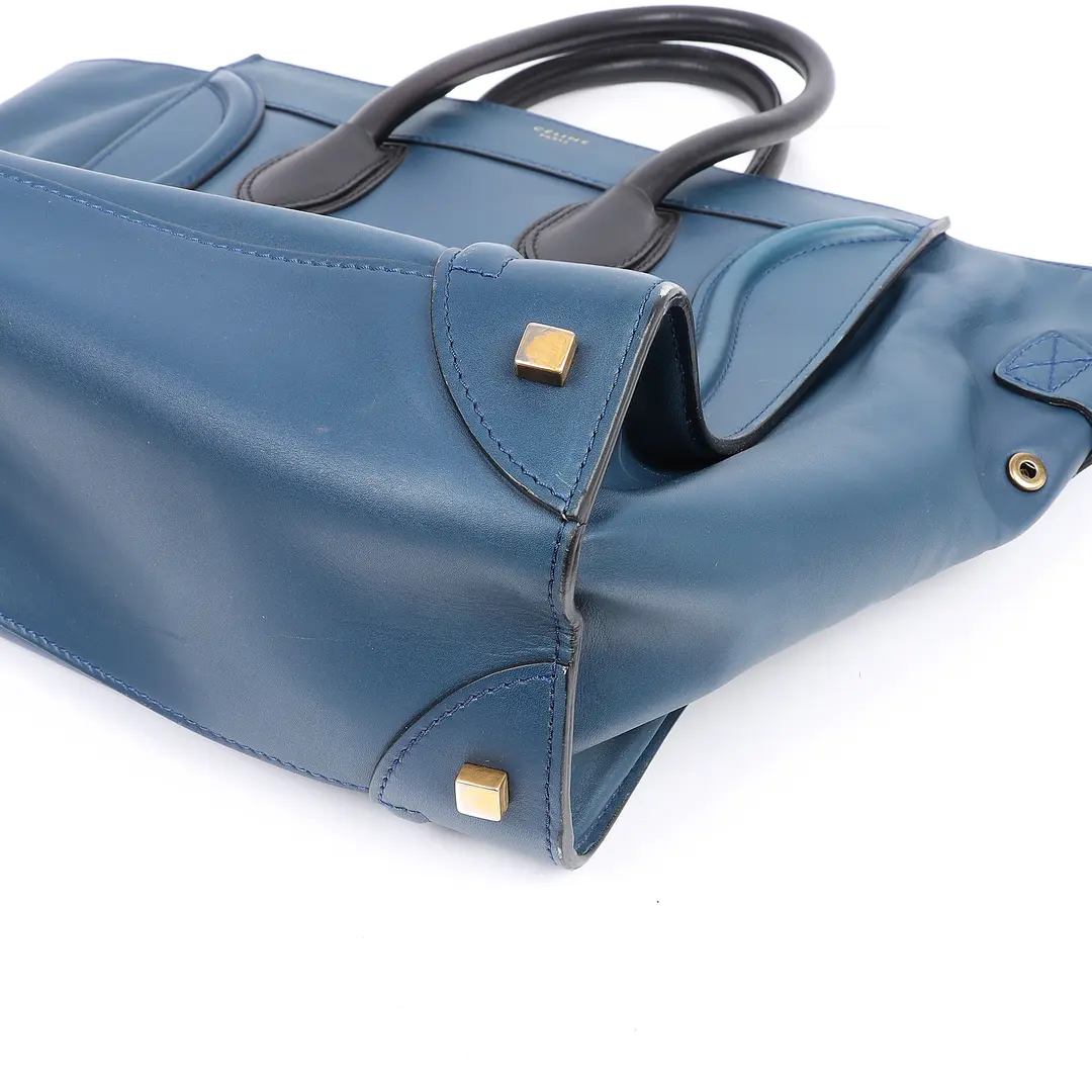 Celine Mini Luggage Blue Leather Tote Bag