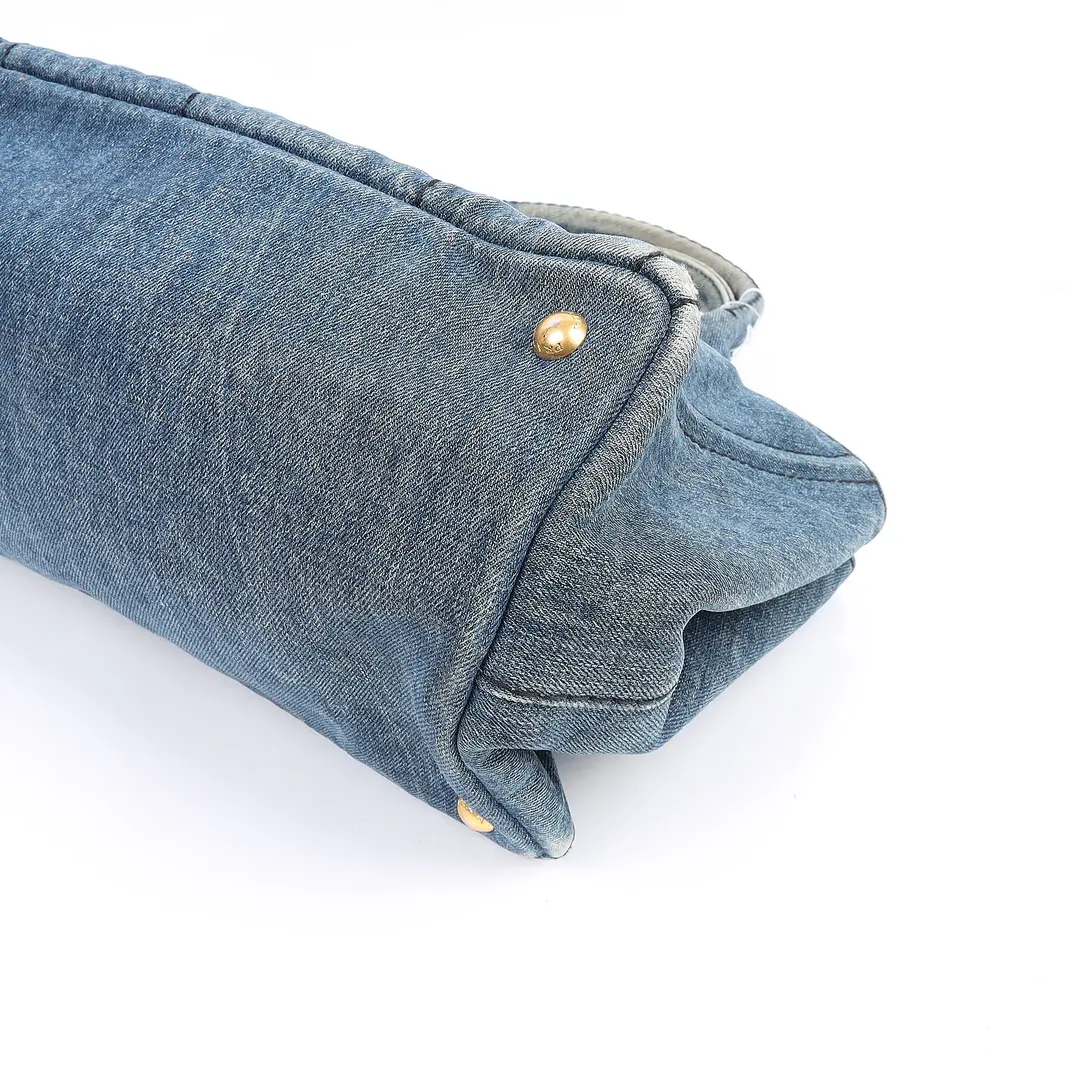 Prada Canapa Blue Denim Tote Bag