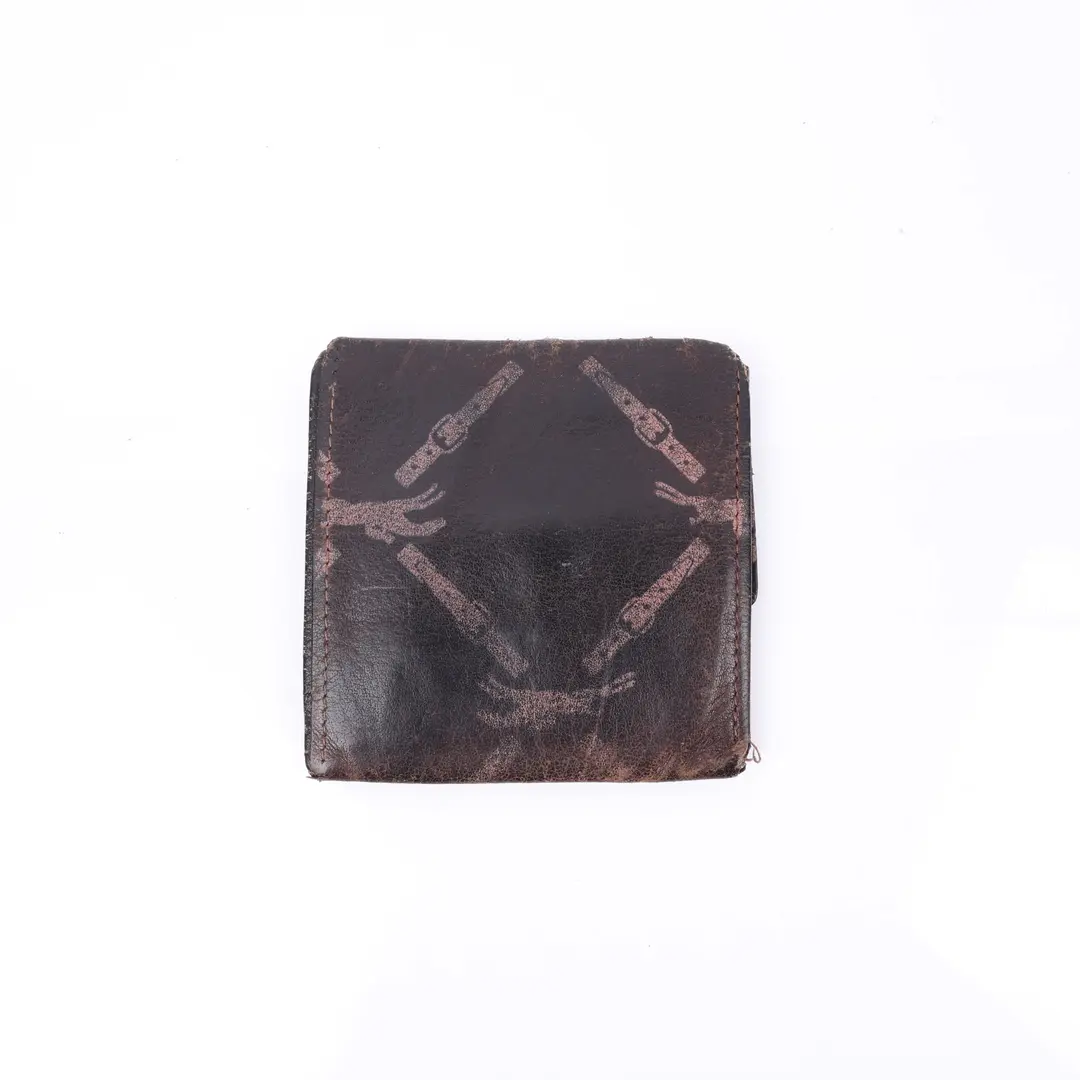 Hermes Vintage Belt Print Brown Leather Coin Wallet