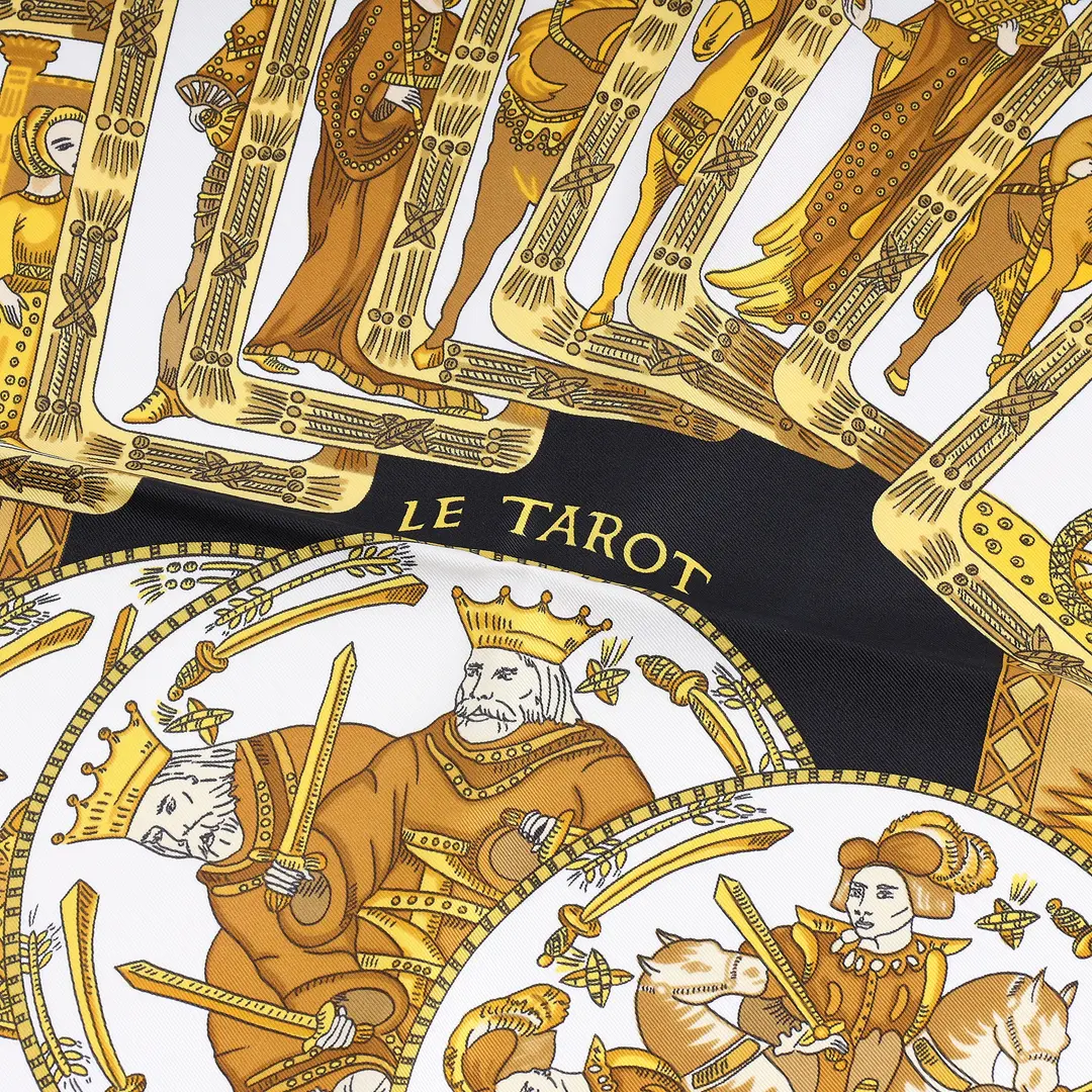 Hermes Le Tarot Black Silk Scarf