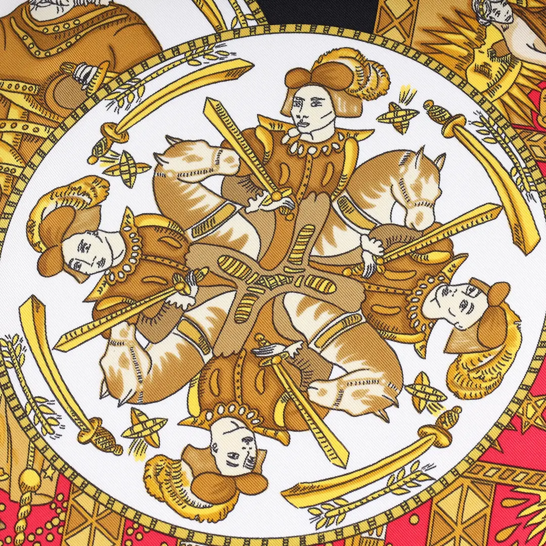 Hermes Le Tarot Black Silk Scarf