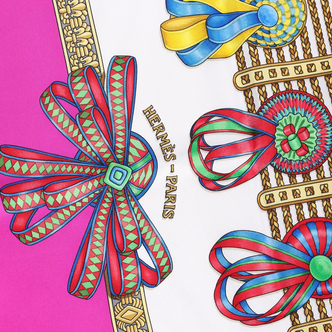 Hermes Les Rubans du Cheval Pink Silk Scarf
