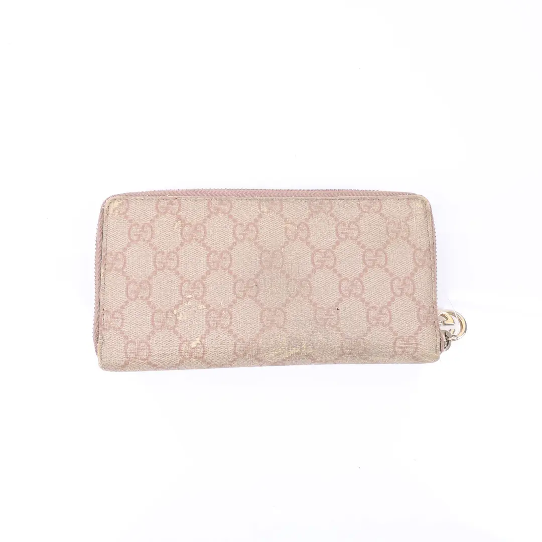 Gucci GG Canvas Zip Around Pink Canvas Wallet