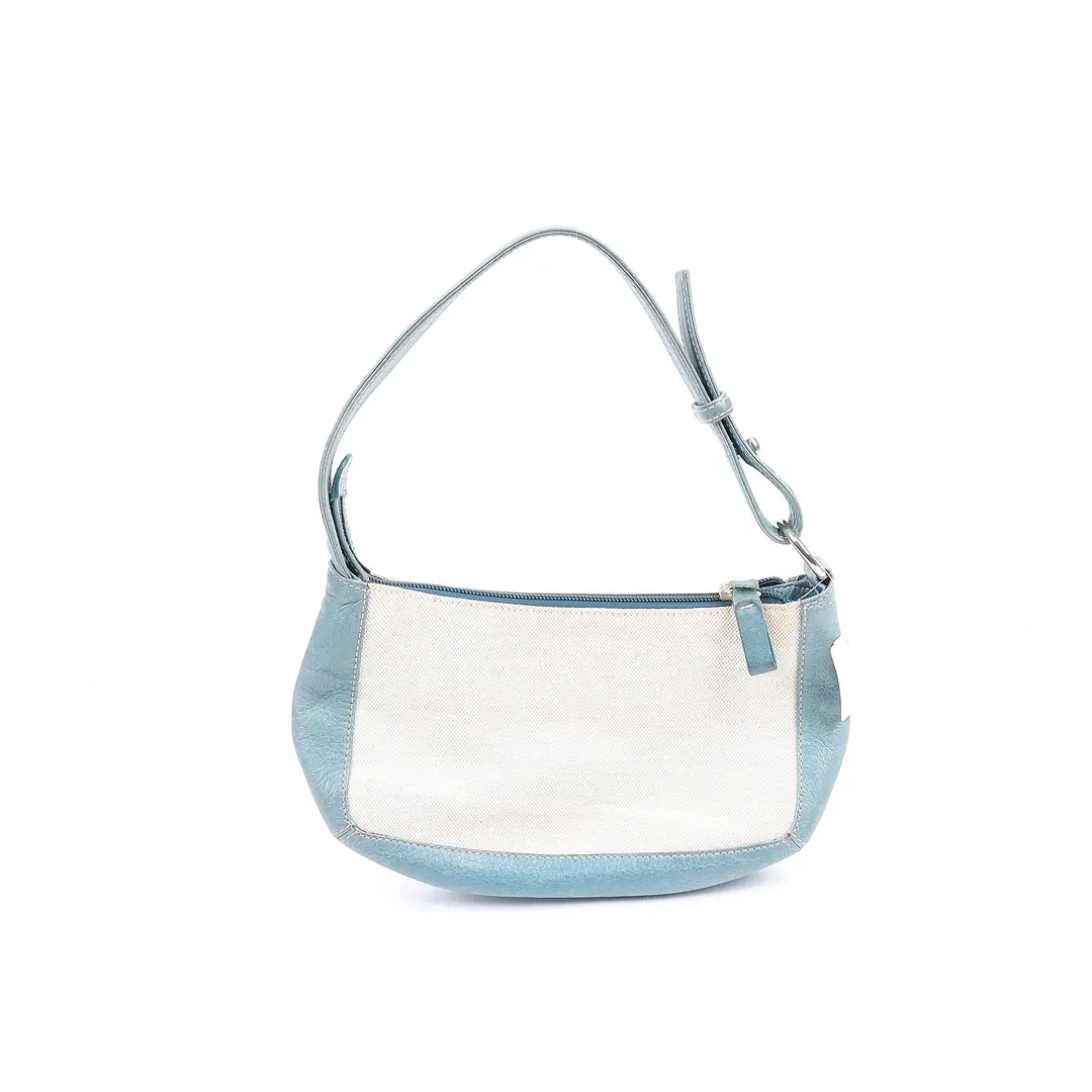 Loewe Studded Anagram Blue Canvas Leather Shoulder Bag