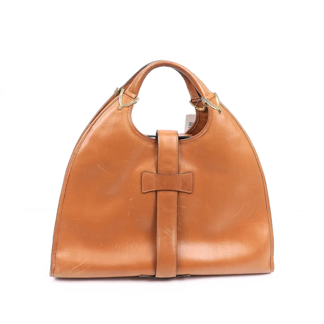 Gucci Stirrup Brown Leather Top Handle Bag