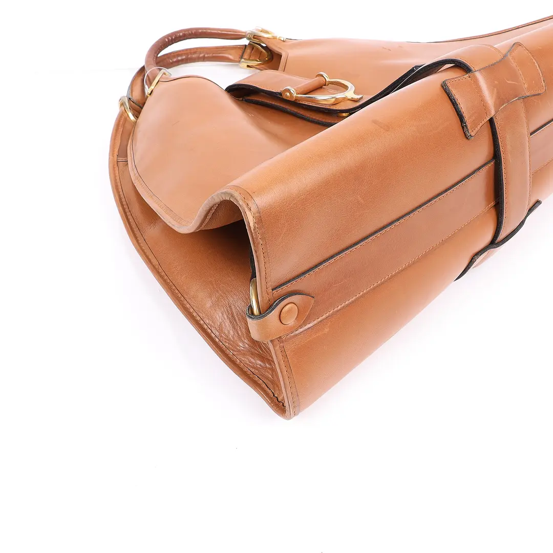 Gucci Stirrup Brown Leather Top Handle Bag