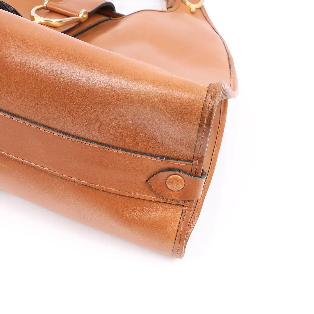 Gucci Stirrup Brown Leather Top Handle Bag
