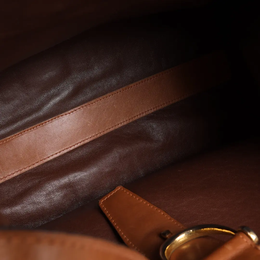Gucci Stirrup Brown Leather Top Handle Bag