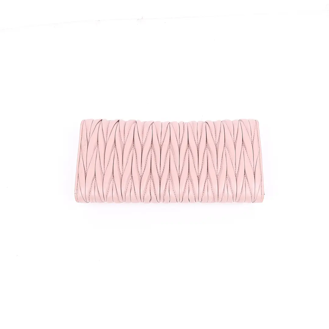 Miu Miu Matelasse Pink Leather Wallet