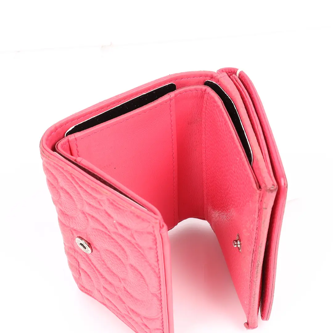 Chanel Camellia Pink Caviar Leather Small Wallet