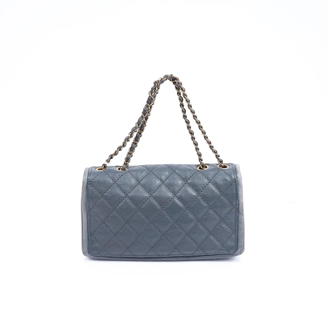 Chanel Classic Flap Blue Leather Shoulder Bag