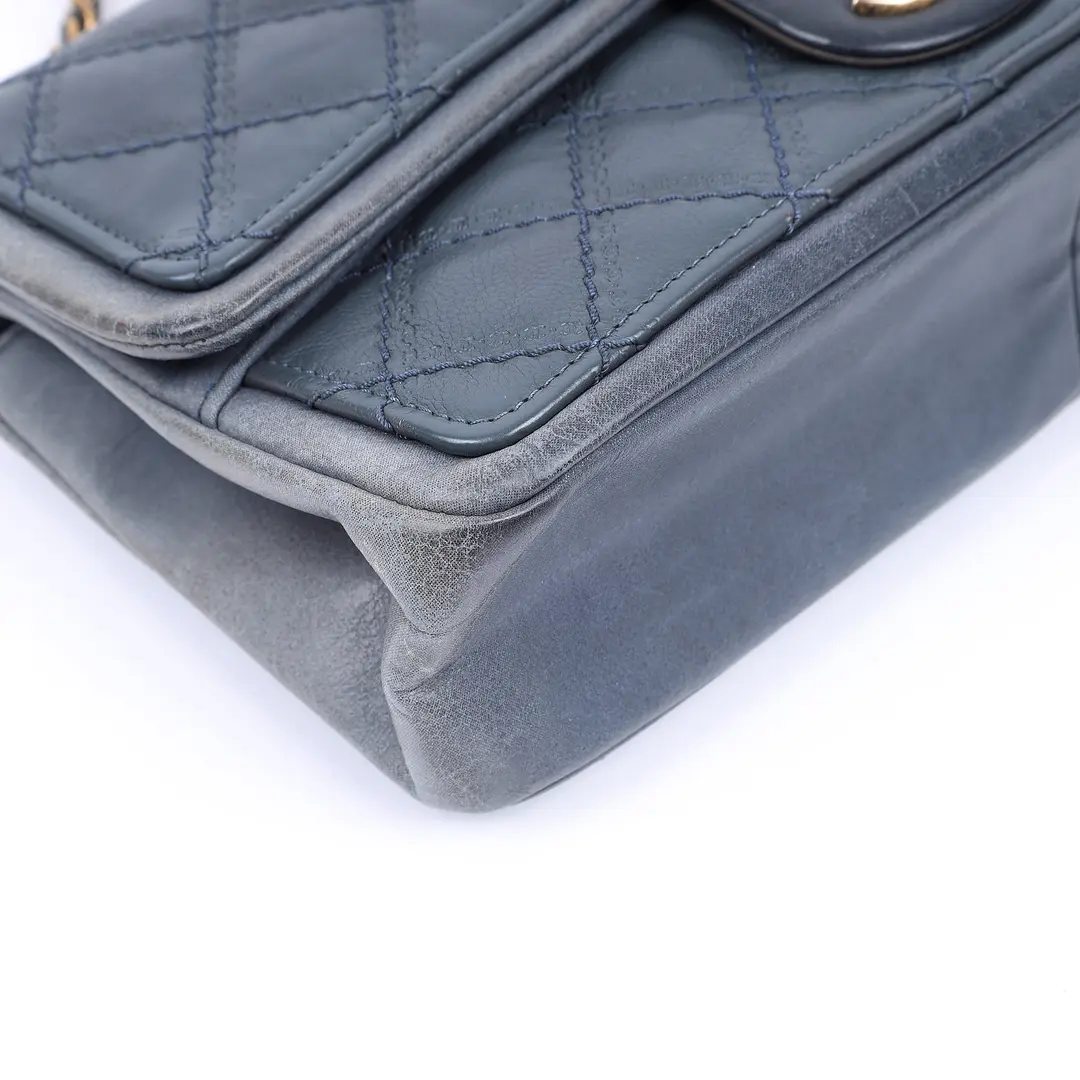 Chanel Classic Flap Blue Leather Shoulder Bag
