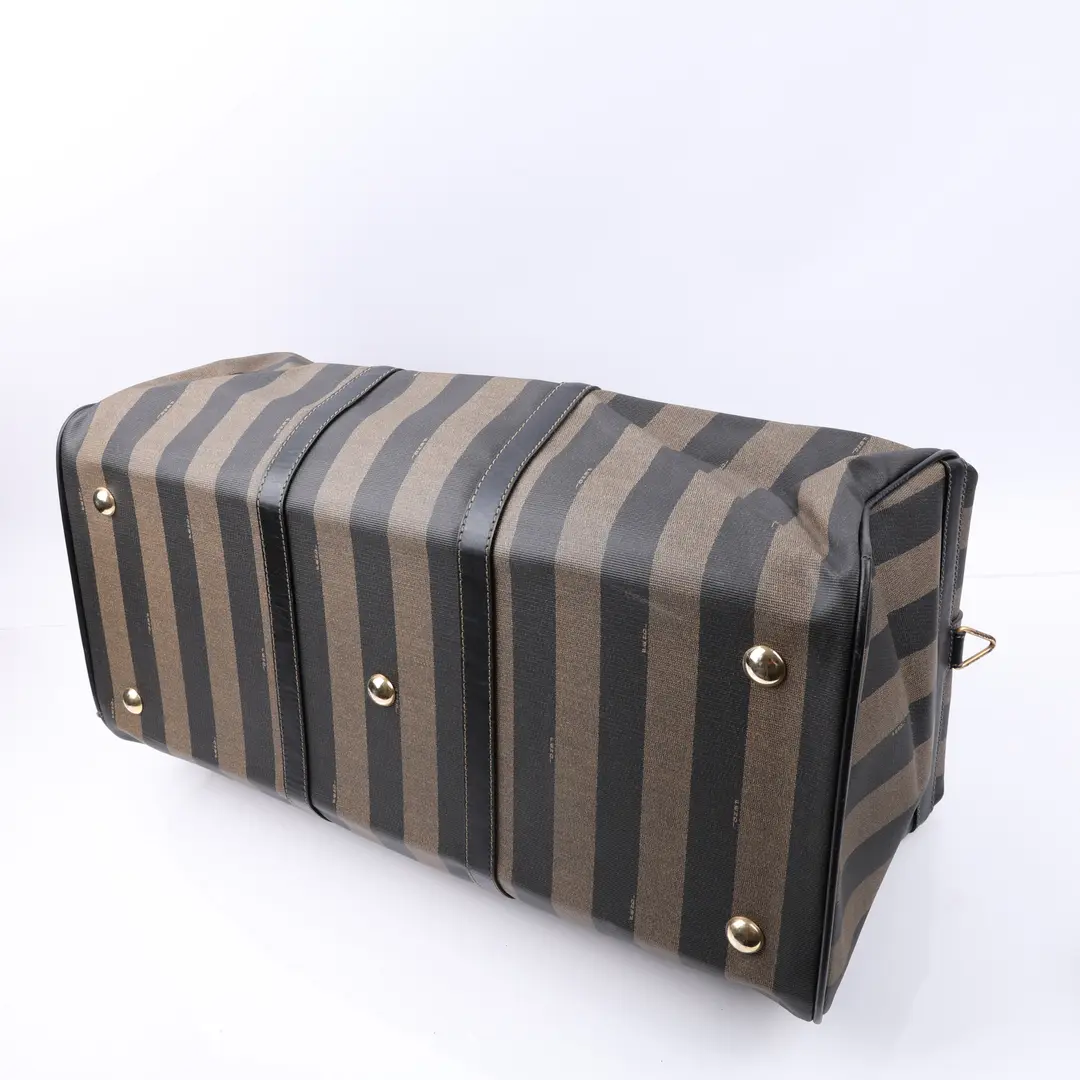 Fendi Pequin Brown Coated Canvas Duffle Bag