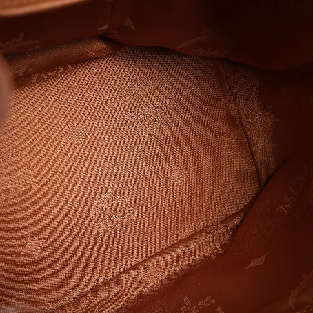 MCM Visetos Brown Coated Canvas Bucket Bag