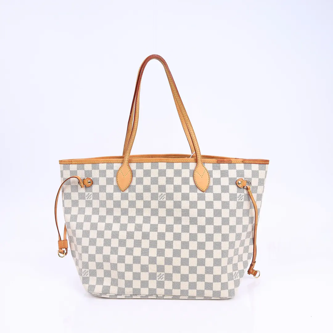 Louis Vuitton Neverfull MM White Damier Azur Tote Bag