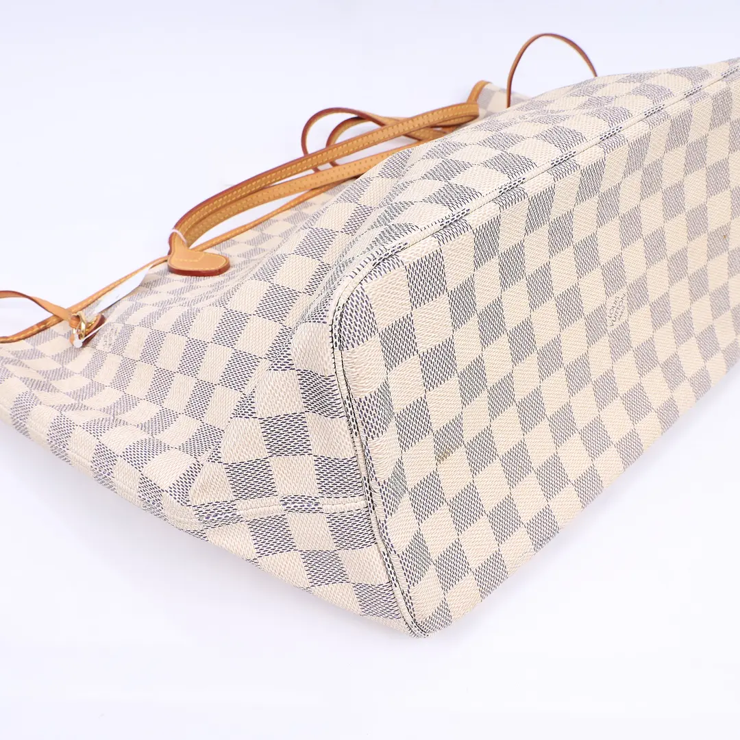 Louis Vuitton Neverfull MM White Damier Azur Tote Bag
