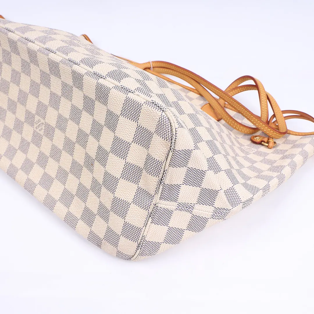 Louis Vuitton Neverfull MM White Damier Azur Tote Bag