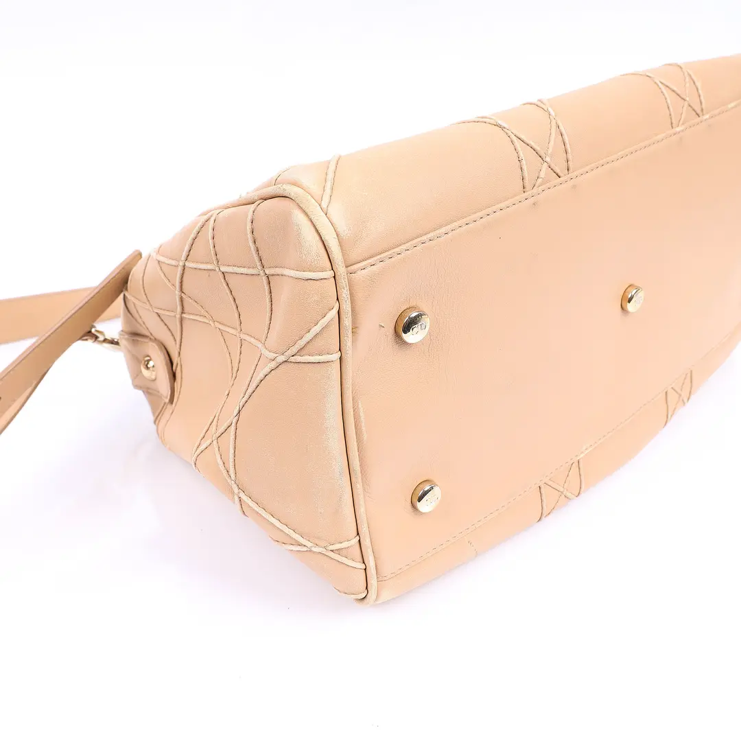Dior Granville Beige Lambskin Leather Handbag