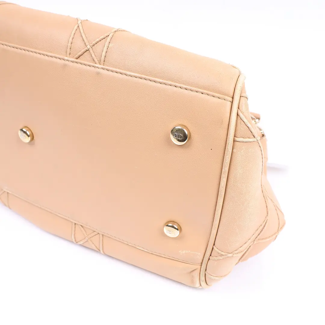 Dior Granville Beige Lambskin Leather Handbag
