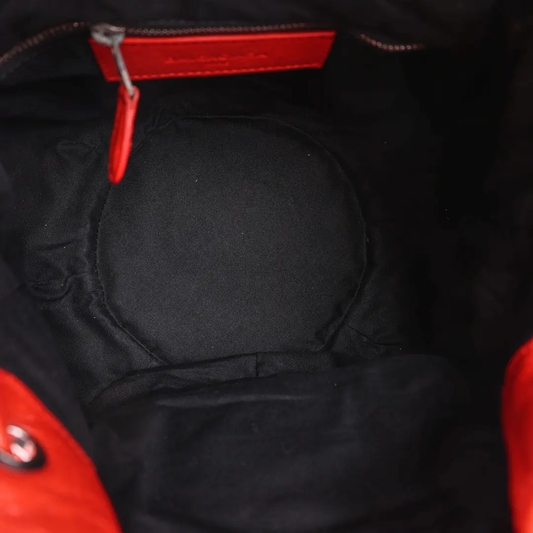 Balenciaga Classic Pompon Red Arena Leather Mini Bucket Bag