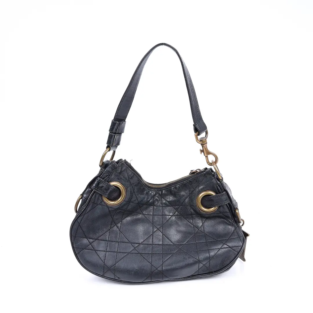 Dior Charming Hobo Black Cannage Leather Shoulder Bag