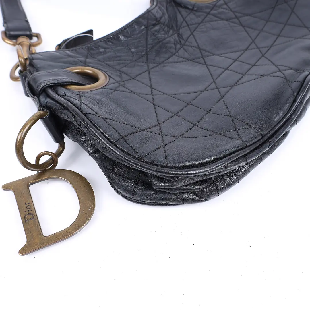 Dior Charming Hobo Black Cannage Leather Shoulder Bag