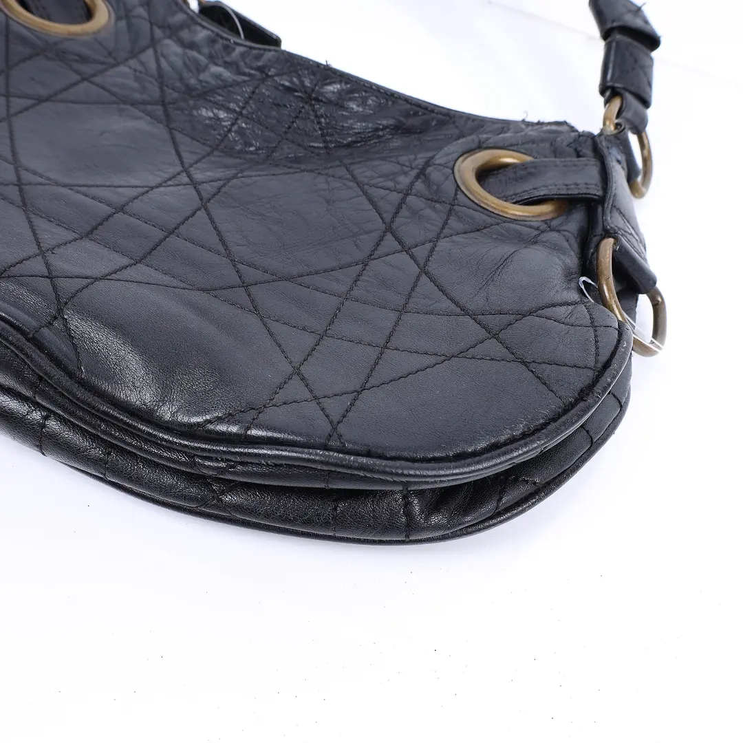 Dior Charming Hobo Black Cannage Leather Shoulder Bag